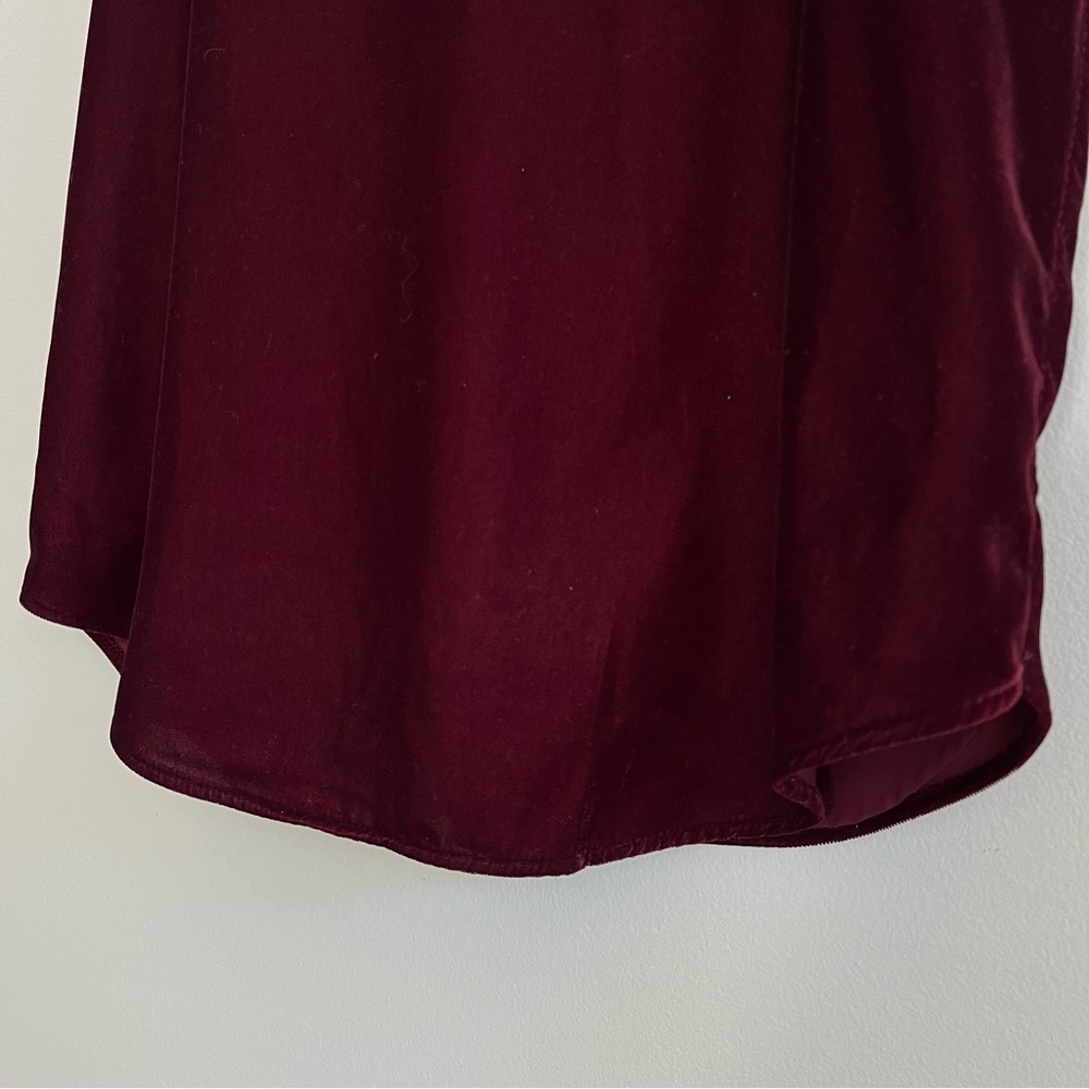 LOFT Women's Velvet Strappy Cami Tank Top Size XS Layering Burgundy Fairy Goth - Picture 6 of 9